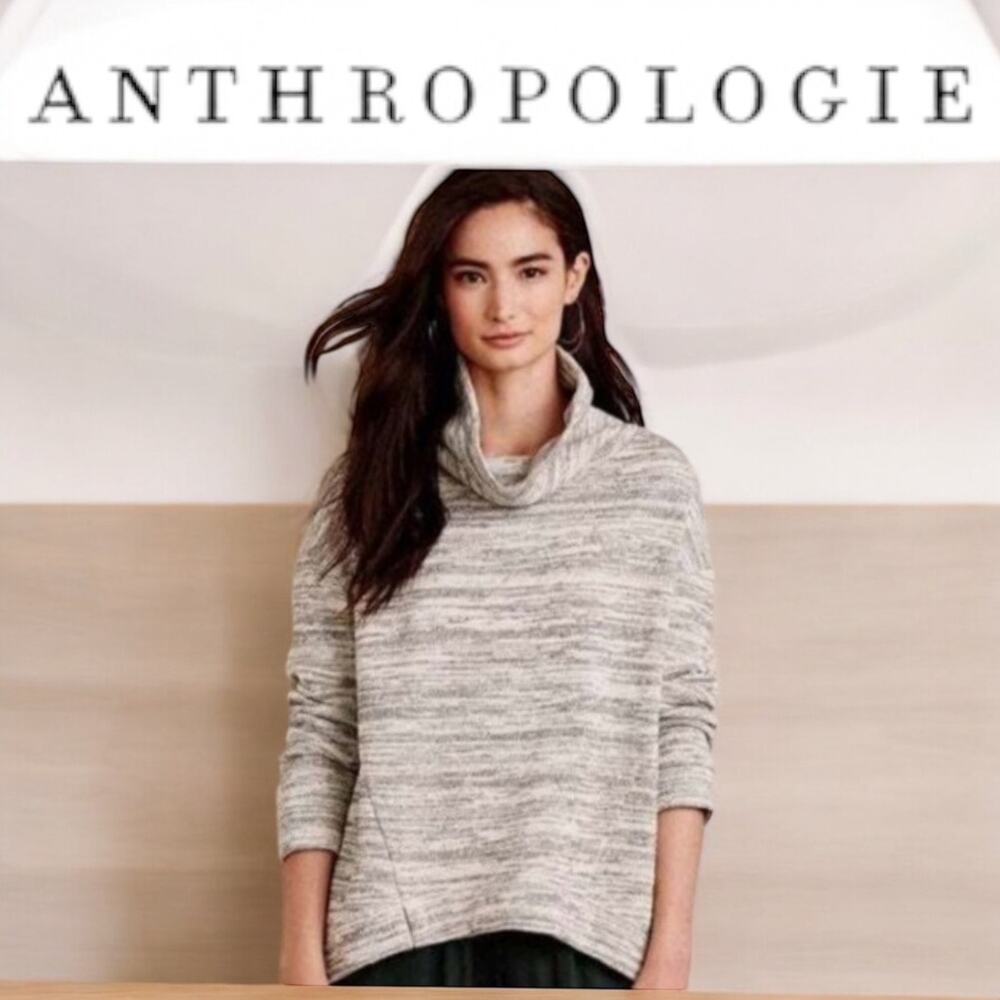 Anthropologie Saturday Sunday Cowl Gray Oversized Marl‎ Pullover Sweater Size S